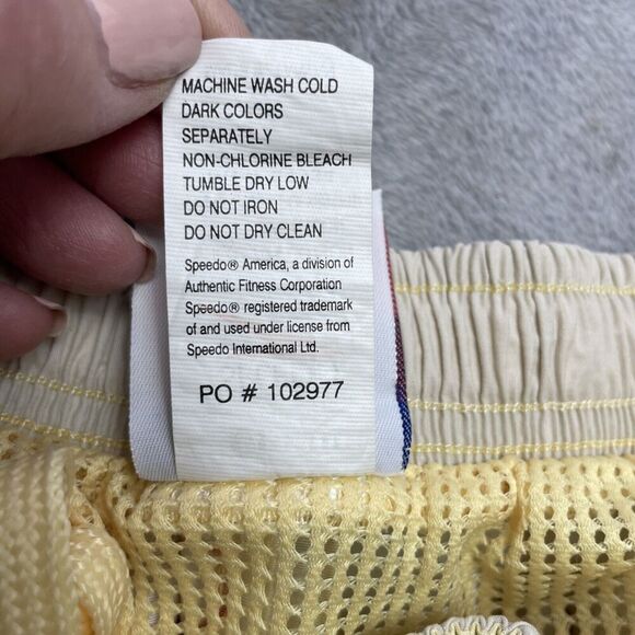 Vintage Speedo‎ Swim Trunks Mens M Yellow Bamboo Print Lined Pockets Tropical - Picture 5 of 13
